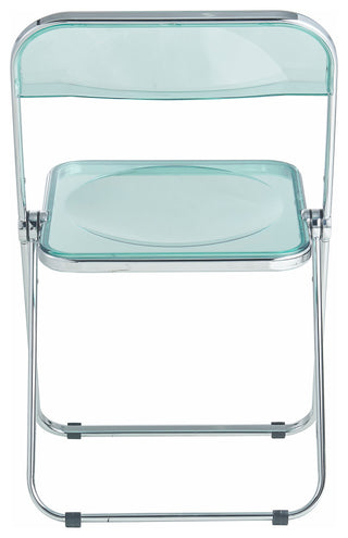 LeisureMod Lawrence 7-Piece Dining Set With Folding Chairs and Table, Jade Green
