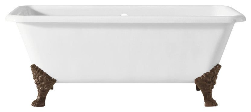 Cheviot Products Spencer Cast Iron Bathtub, White, Antique Bronze