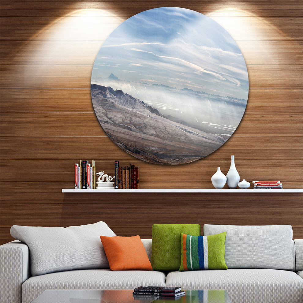 Winter Mountains In Caucasus, Beach Disc Metal Wall Art, 23"