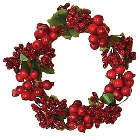 2.5" Berry Candle Ring, Red, 3"x3"x2"