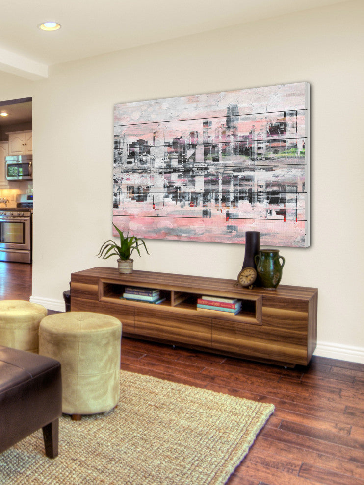 "Picturesque NYC" Print on White Wood, 60"x40"