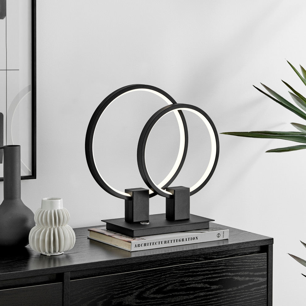 Hong Kong Dimmable Integrated LED Short Table Lamp, Matte Black