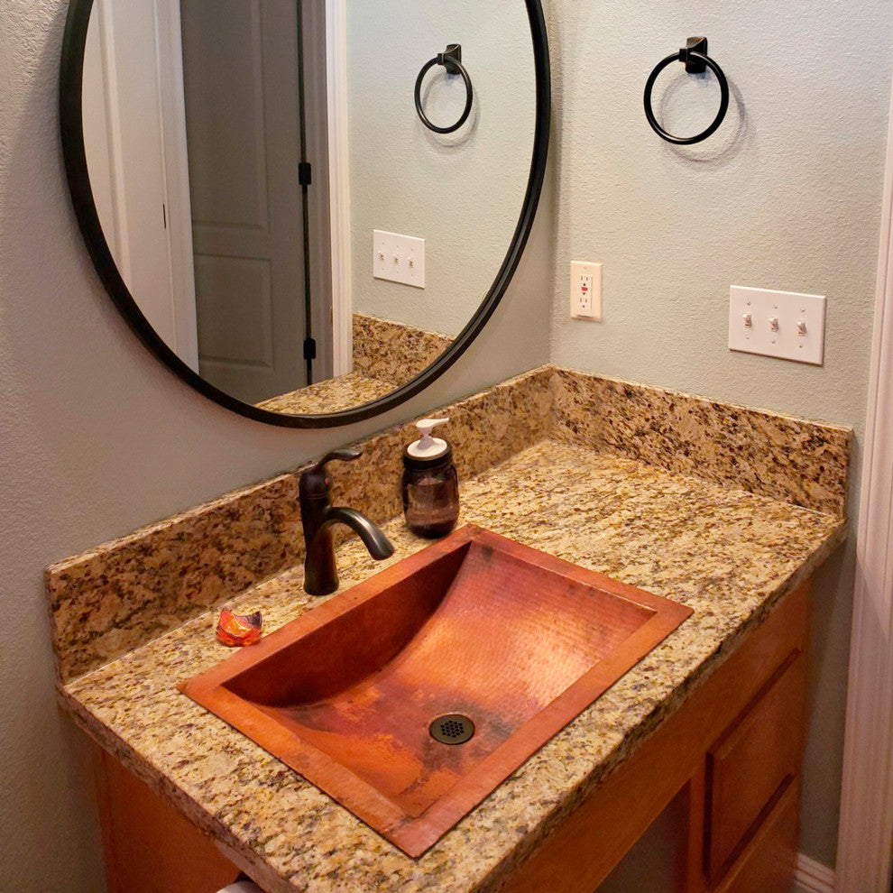 Merida Copper Bathroom Sink and Strainer Drain, Natural