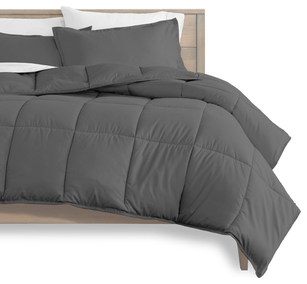 Bare Home 5-Piece Twin Bed-in-a-Bag, Gray, White