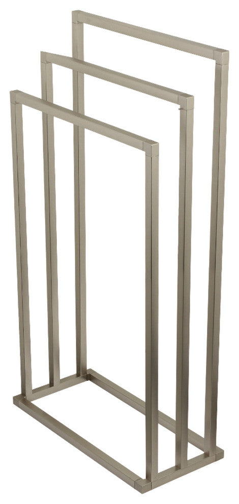 Kingston Brass 3-Tier Pedestal Towel Rack, Brushed Nickel