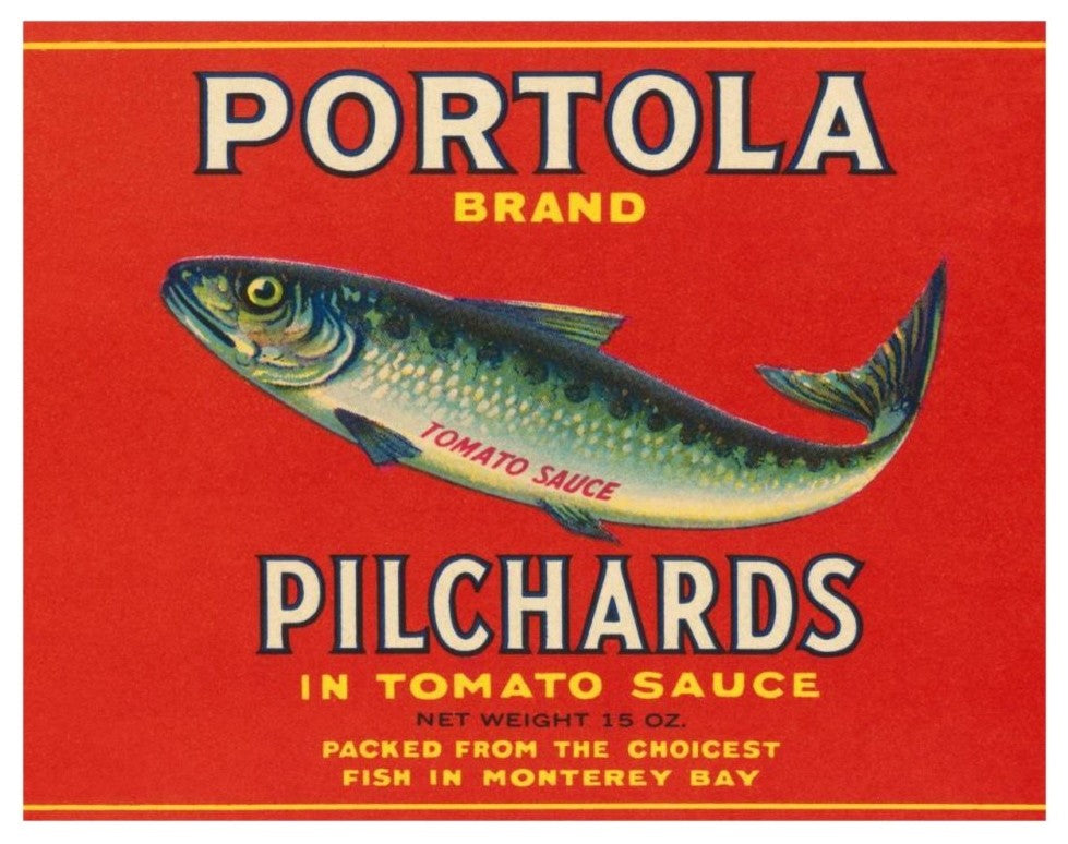 "Portola Brand Pilchards" Digital Paper Print by Retrolabel, 32"x25"