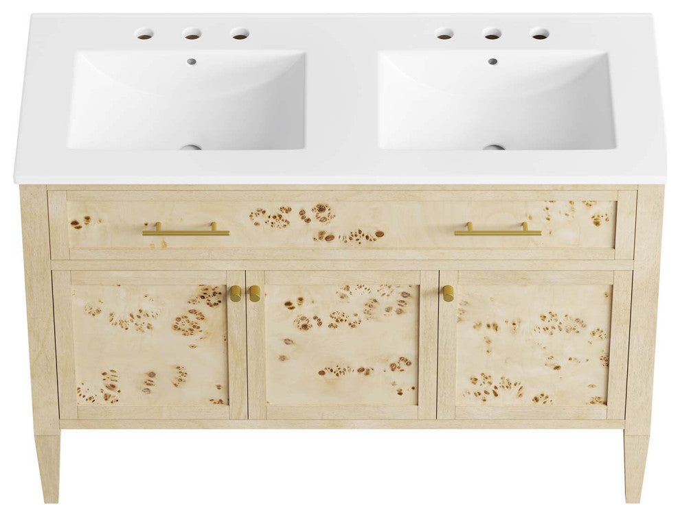 Elysian 48" Double Sink Bathroom Vanity - Burl