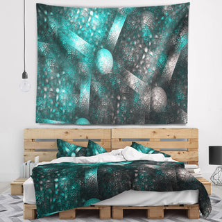 Crystal Cell Blue Steel Texture Abstract Wall Tapestry, 60"x50"
