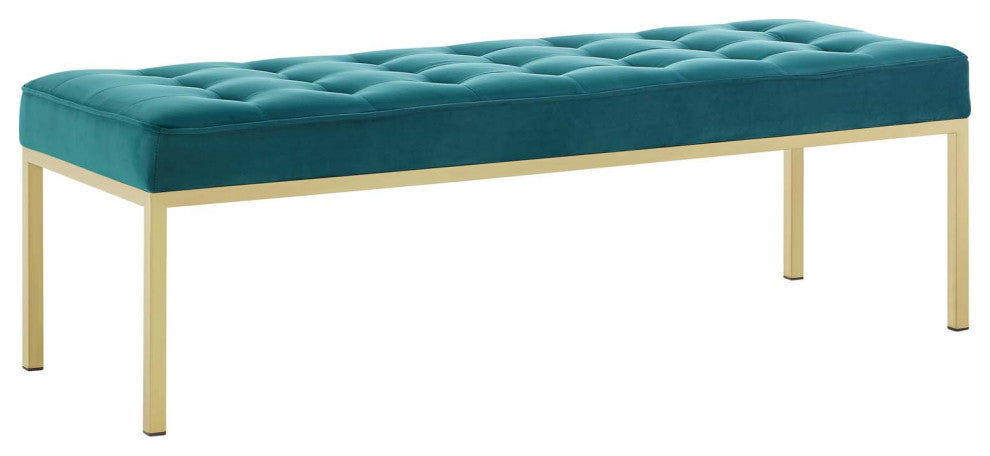Loft Gold Stainless Steel Leg Large Performance Velvet Bench