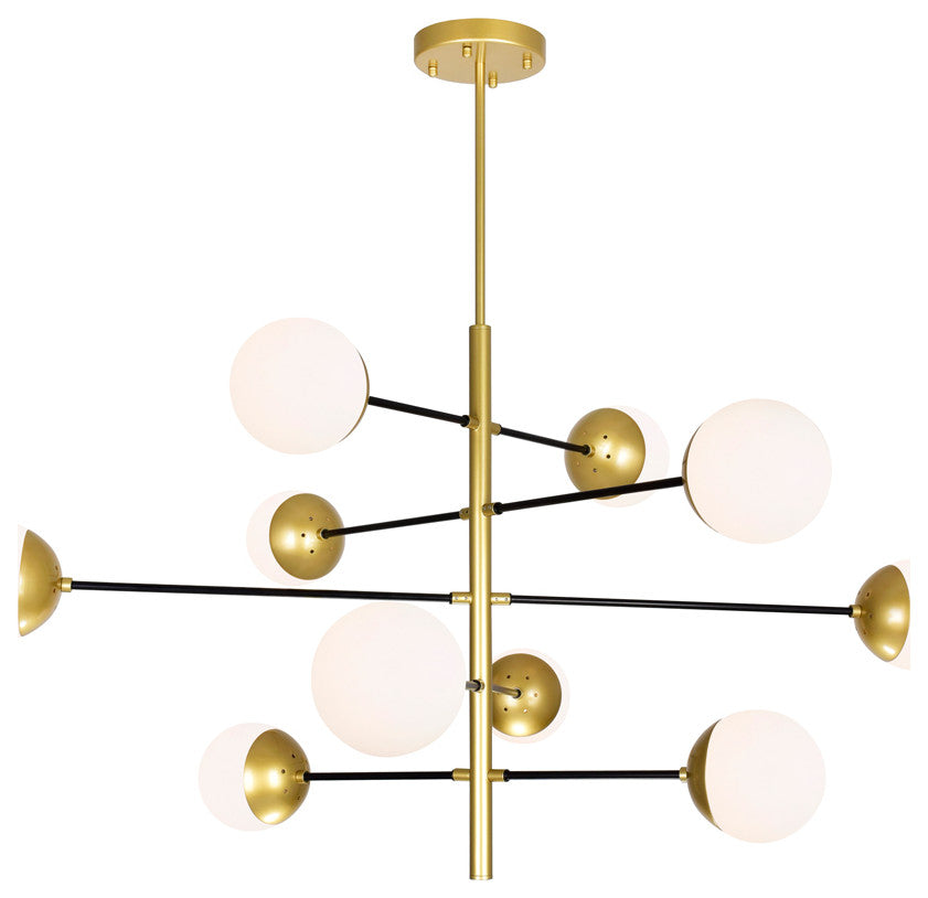 Compass 10 Light Chandelier With Medallion Gold Finish