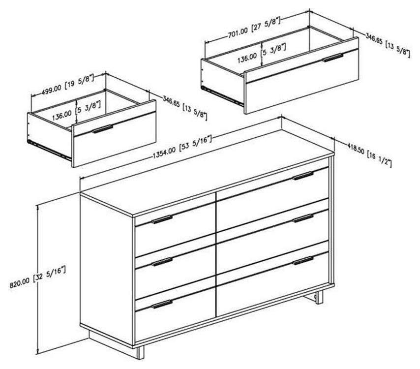 South Shore Fynn 6-Drawer Double Dresser, Gray Oak