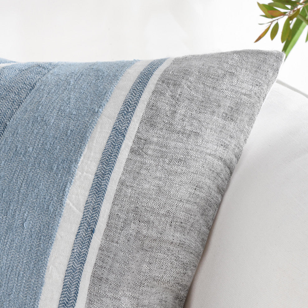 Lima Linen Fabric Capri Blue Throw Pillow, 22x22