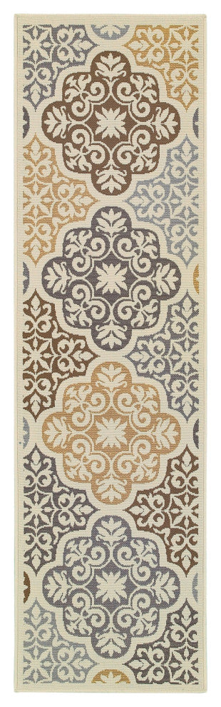 2' X 8' Gray and Ivory Moroccan Indoor Outdoor Area Rug