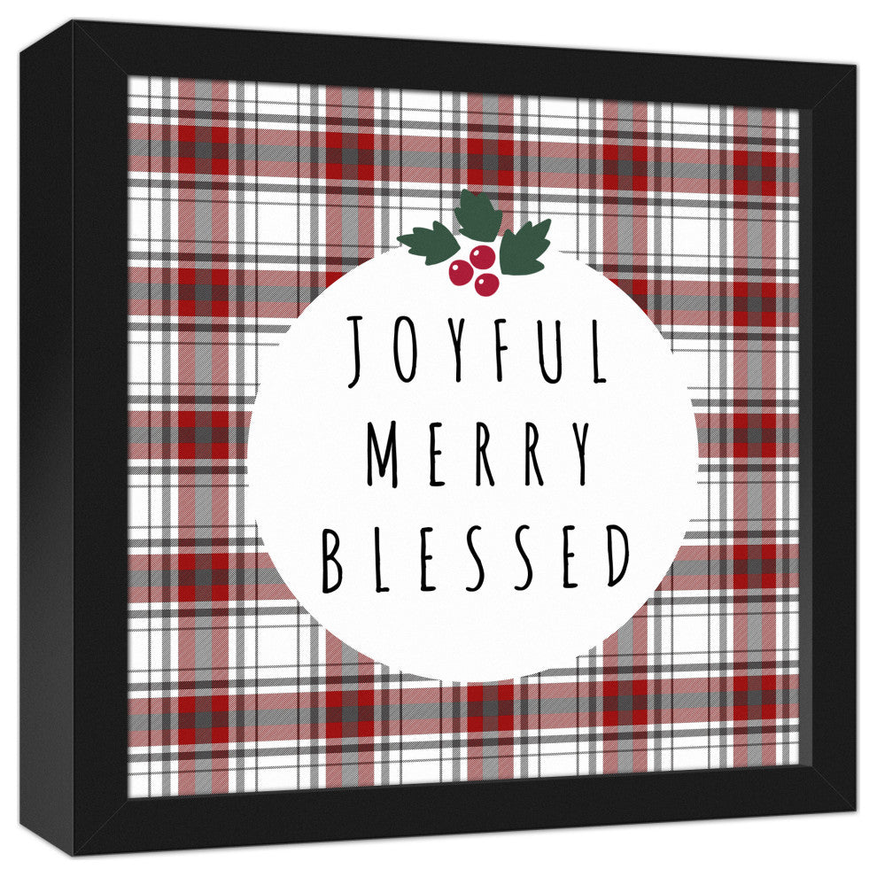 Joyful Merry Blessed 13.73x13.73 Black Framed Canvas