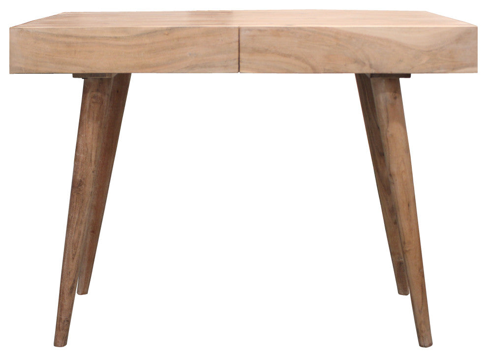 Benedict Gray Acacia Solid Wood 2 Drawer Desk, White Wash
