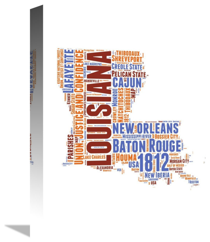 "Louisiana Word Cloud Map" Fine Art Print