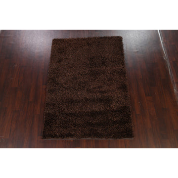 Brown Contemporary Plush Shaggy Oriental Area Rug Hand-tufted Carpet 5x7