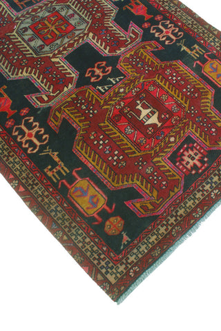 Fine Vintage Distressed Diano Charcoal/Burgundy Runner, 3'7x10'6