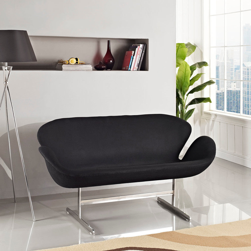 Modern Contemporary Living Room Loveseat Sofa Black