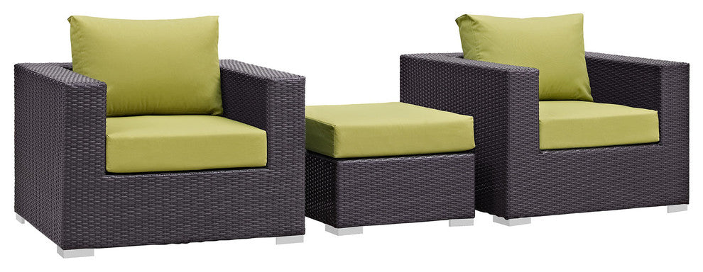 Espresso Peridot Convene 3-Piece Outdoor Patio Sofa Set