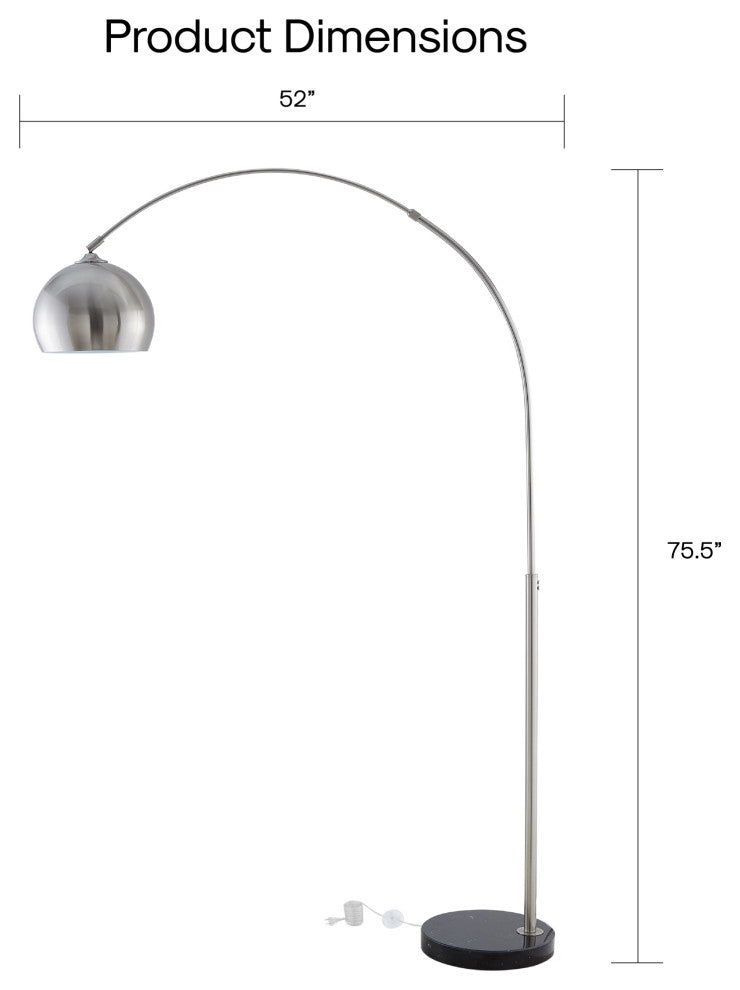 Inspired Home Katana Floor Lamp, Marble Stone Base, Stainless Steel