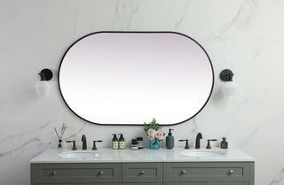Home Living Metal Frame Oval Mirror 36x60 Inch, Black