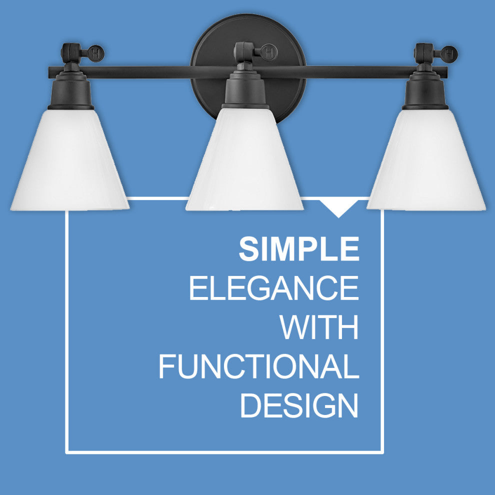 Hinkley Arti 10" Medium Adjustable Three Light Vanity, Black