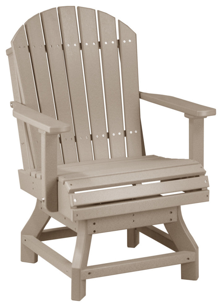 Set of 4 Poly Adirondack Swivel Chairs, Weatherwood, Dining Height