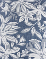 Edda Transitional Floral Indoor Rug, Navy/Cream, 7'11"x10'3"