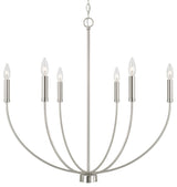 Capital Lighting 452161 Ansley 6 Light 30"W Taper Candle Style - Brushed Nickel