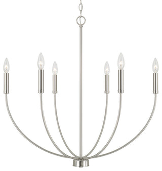 Capital Lighting 452161 Ansley 6 Light 30"W Taper Candle Style - Brushed Nickel
