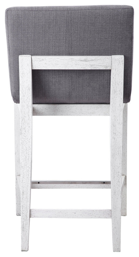 Elegant Charcoal Gray Counter Bar Stool Minimalist Silver White Cushioned Back