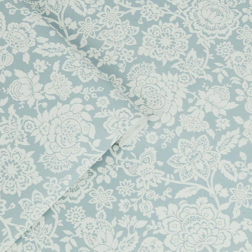 Laura Ashley Trailing Laurissa Wallpaper, Pale Seaspray Blue