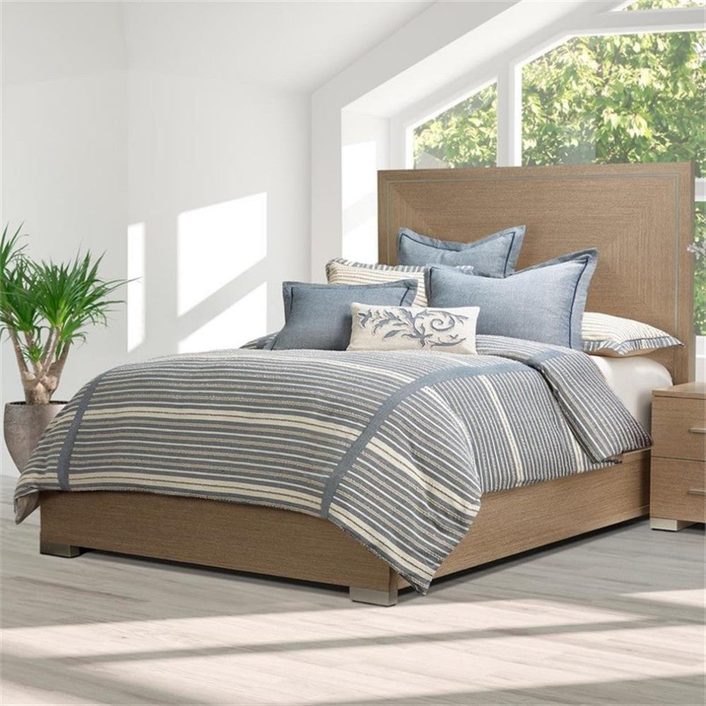 Michael Amini Mills 7-piece Oversized Cotton Queen Duvet Set in Denim Blue