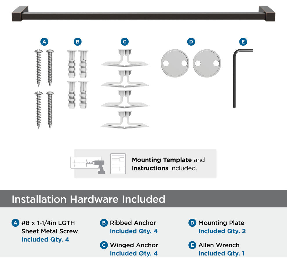 Amerock Monument Contemporary Towel Bar, Oil Rubbed Bronze, 24" Center-to-Center