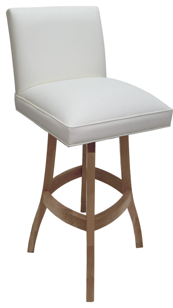Swivel Wood Counter, Bar or Extra Tall Stool - Sommerville on S-Base, White Vinyl - Cashew, 34"