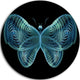 Light Blue Fractal Butterfly In Dark, Abstract Disc Metal Wall Art, 11"