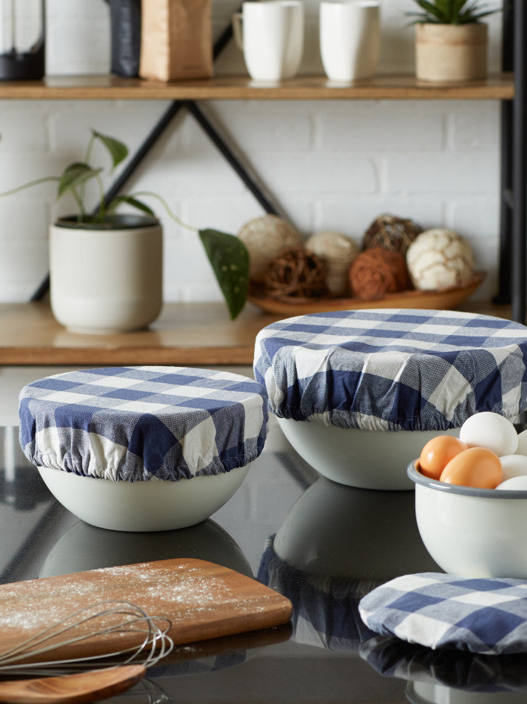 DII Asst French Blue Buffalo Check Woven Dish Cover (Set of 3)