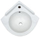 Small Corner Wall Mount Sink Bathroom White Ceramic Bowl with Overflow Pack of 2