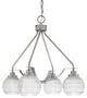 Odyssey 4 Light, Chandelier In Brushed Nickel Finish With 6" Clear Ribbed Glass