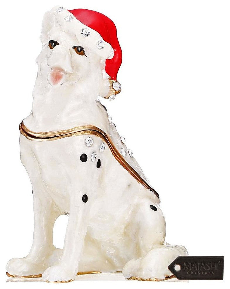 Hand-Painted Holiday Christmas Dog Trinket Box