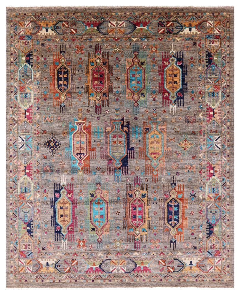 8' 2" X 9' 8" Tribal Fine Serapi Handmade Wool Rug - Q12395