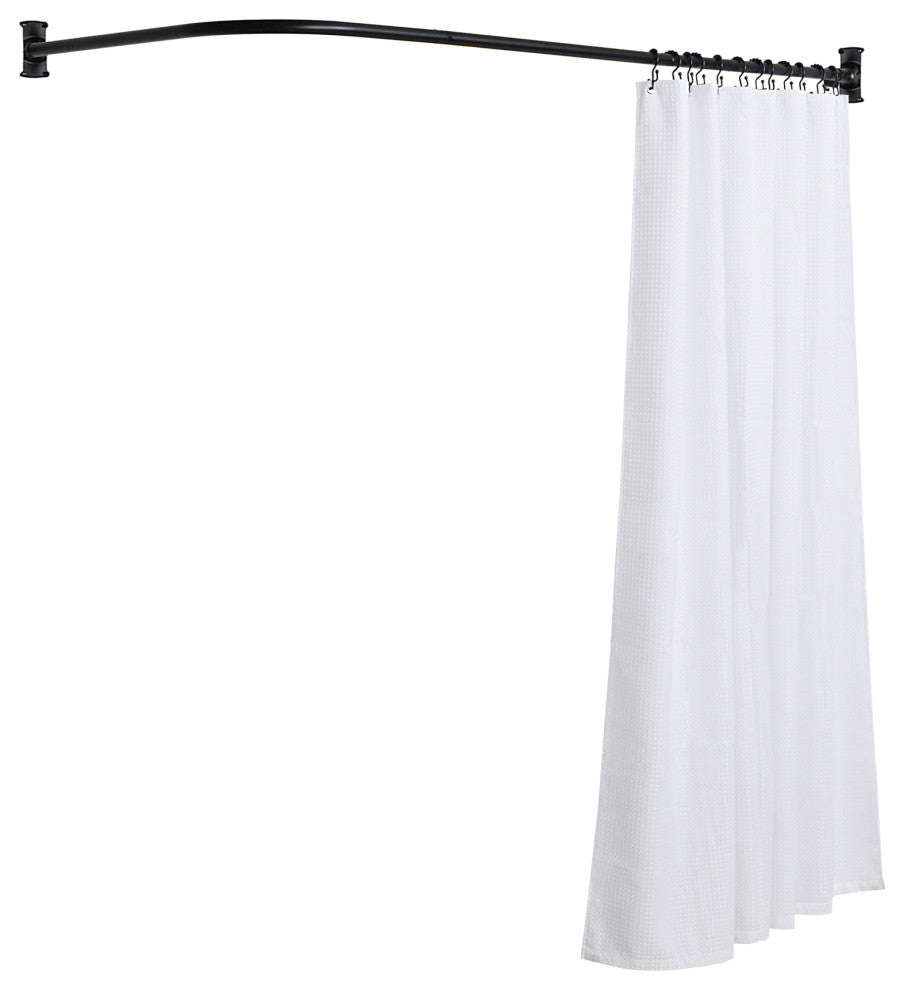 Utopia Alley Rustproof Aluminum L-Shaped Corner Shower Curtain Rod, Black