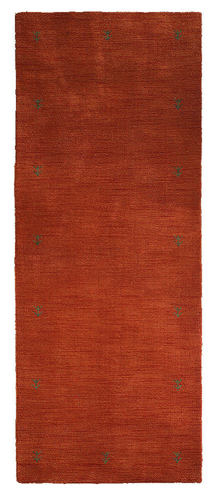 HAND KNOTTED LOOM WOOL ECO-FRIENDLY AREA RUGS - Runner, Orange, Contemporary