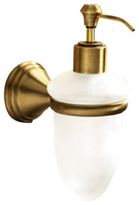 Wall Mounted Frosted Glass Soap Dispenser With Bronze Mounting