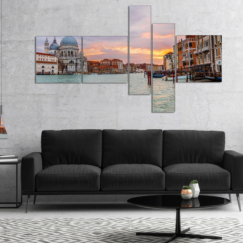 Santa Maria Della Salute, Cityscape Canvas Art Print, 60"x32", 5 panels