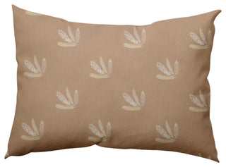 Feather Pattern Decorative Lumbar Throw Pillow, Brown, 14"x20"