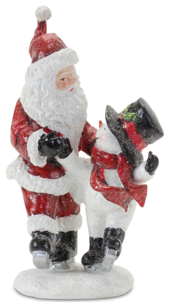 Skating Santa and Snowman Figurine, 2-Piece Set