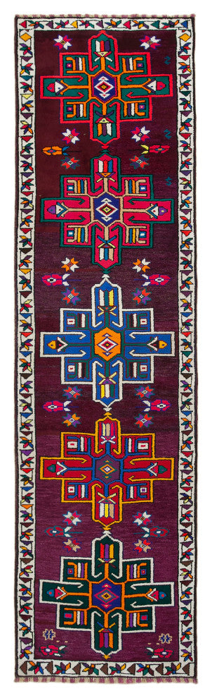 Rug N Carpet - Handmade Oriental 2' 11" x 10' 11" Tribal Runner Rug
