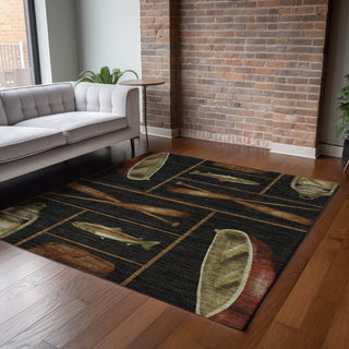 Addison Premium Washable Mayfield AMF144 Black 3' x 5' Rug